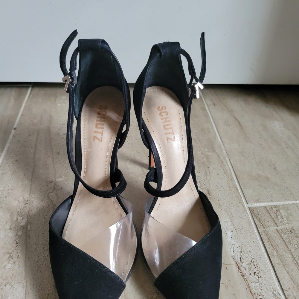 Schutz Black Ankle Strap Heels